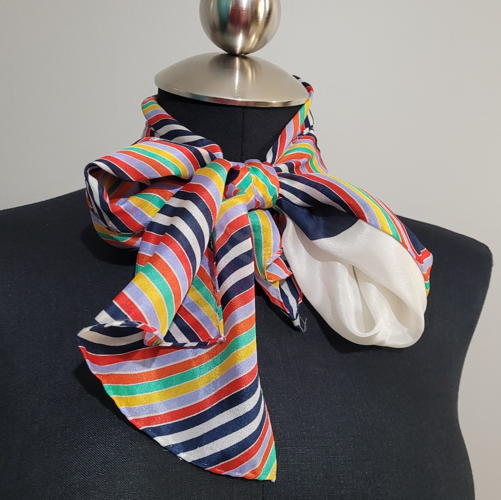 Vintage rainbow stripe silk scarf